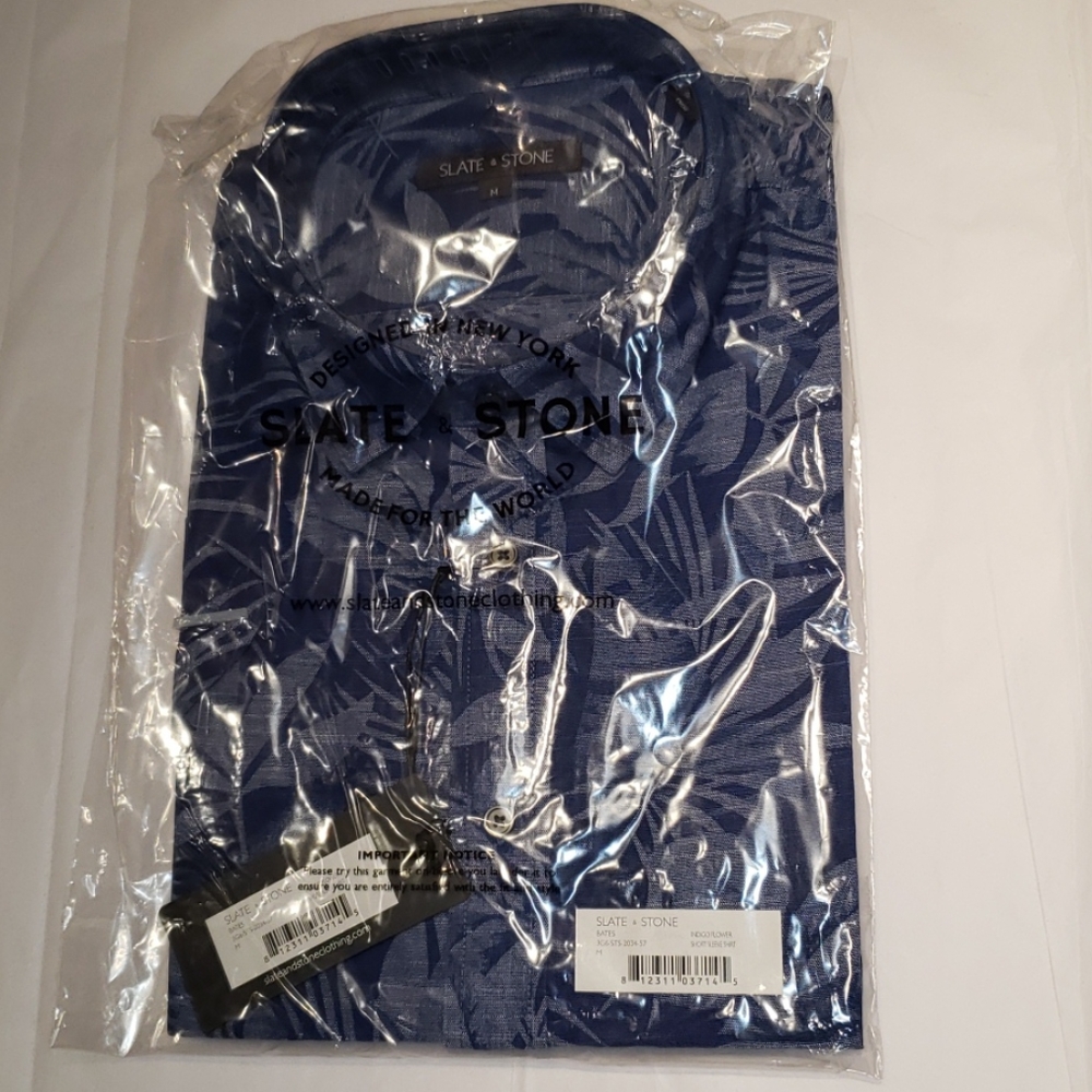 SLATE & STONE Mens NEW Short Sleeve Hawaiian Dress Shirt Top M Cotton $128 🎉HP - Picture 7 of 12